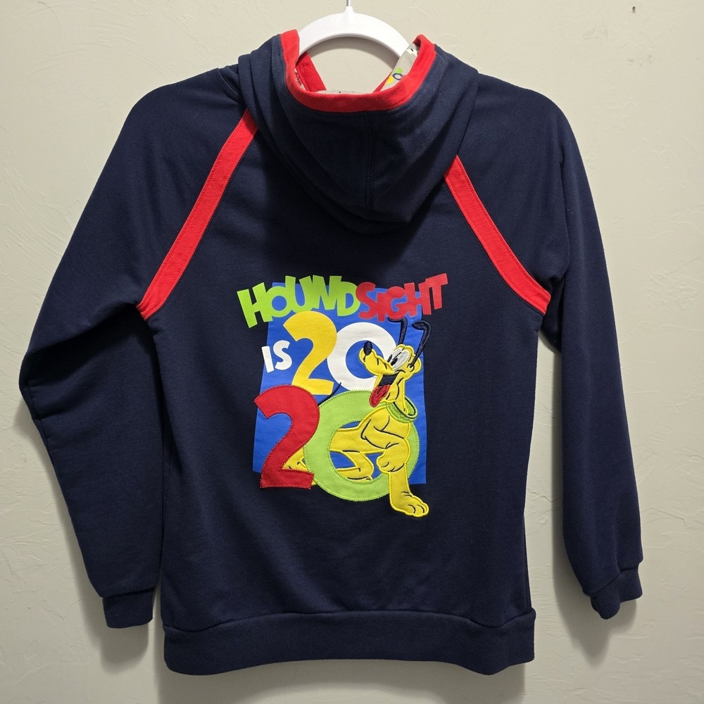 Disney Parks Kids L Pluto Character Pullover Hoodie Navy